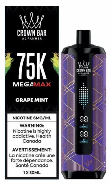 Al Fakher Crown Bar Mega Max 75K Al Fakher Crown Bar Mega Max 75K - Grape Mint