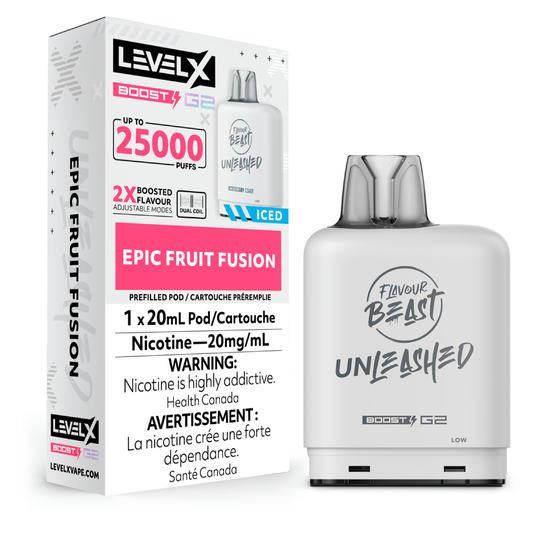 Level X Flavour Beast G2 Boost 25K Pods Level X Flavour Beast Unleashed G2 Boost 25K Pod 20ml - Epic Fruit Fusion