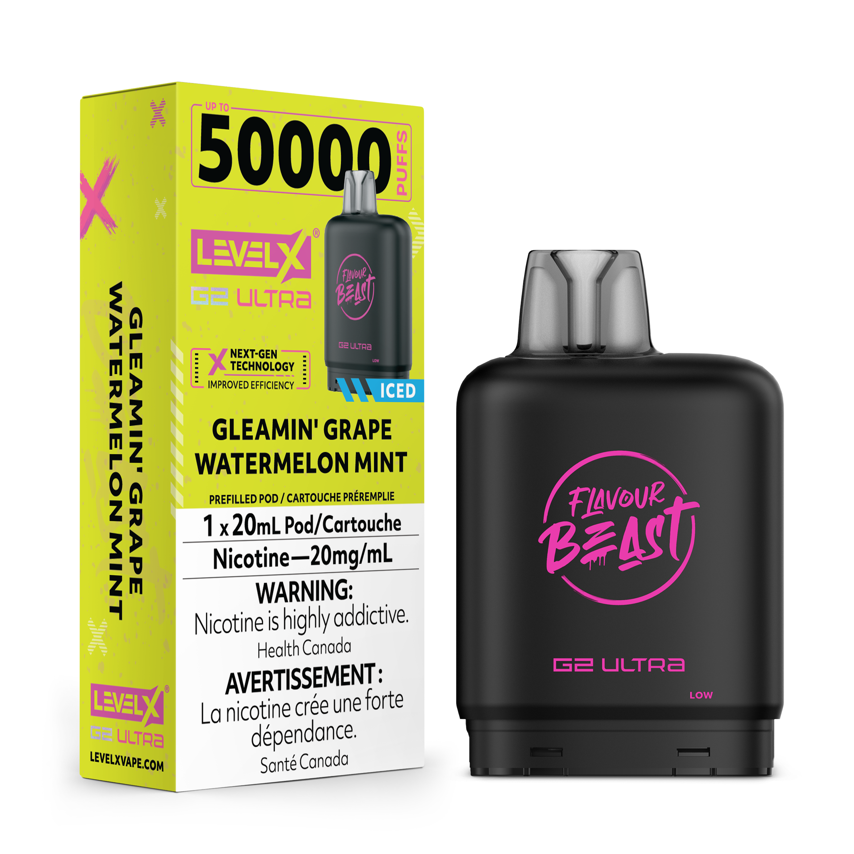 Level X Flavour Beast G2 Ultra 50K Pods Level X Flavour Beast G2 Ultra 50k - Gleamin' Grape Watermelon Mint Iced