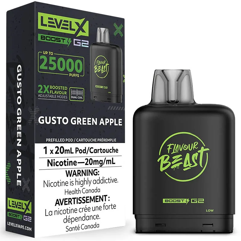 Level X Flavour Beast G2 Boost 25K Pods Level X Flavour Beast G2 Boost 25K Pod - Gusto Green Apple
