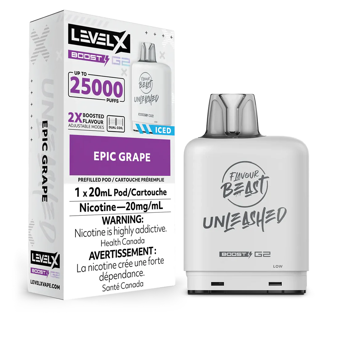 Level X Flavour Beast G2 Boost 25K Pods Level X Flavour Beast Unleashed G2 Boost 25K Pod 20ml - Epic Grape