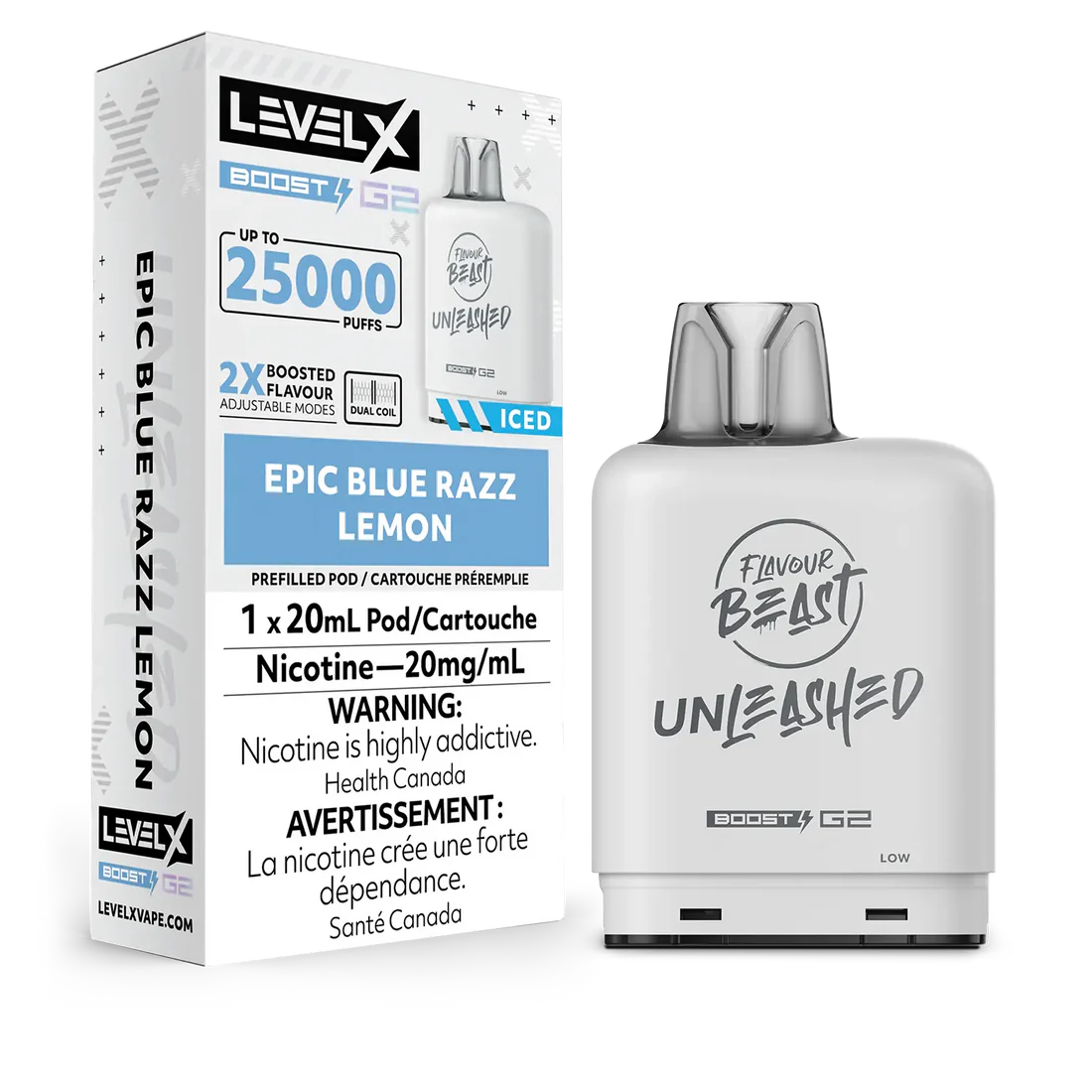Level X Flavour Beast G2 Boost 25K Pods Level X Flavour Beast Unleashed G2 Boost 25K Pod 20ml - Epic Blue Razz Lemon