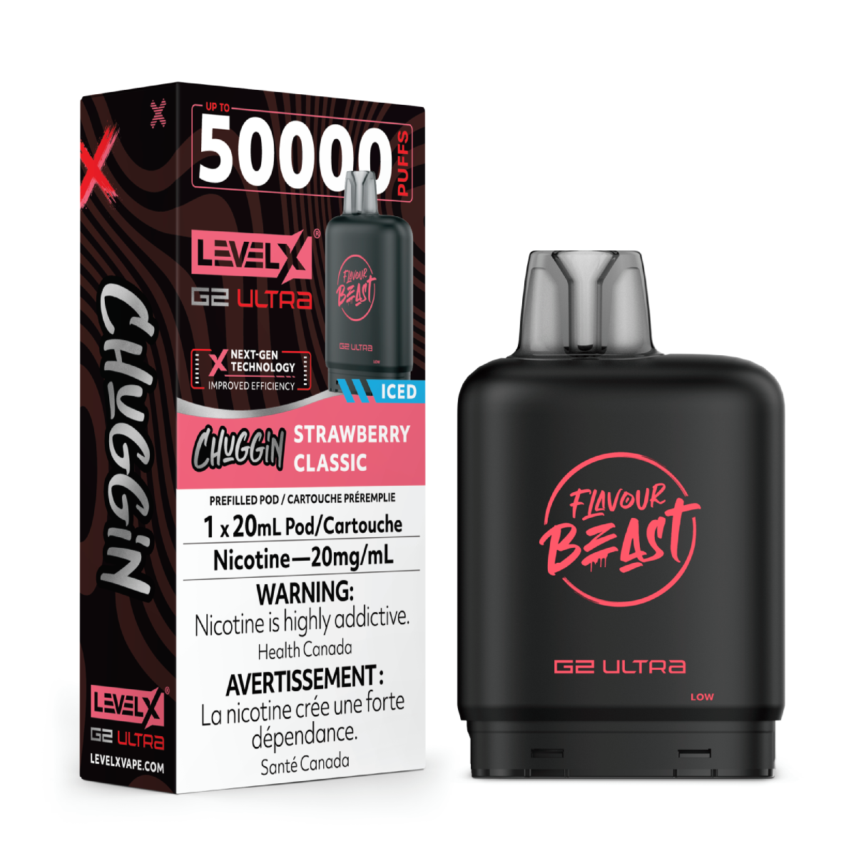 Level X Flavour Beast G2 Ultra 50K Pods Level X Flavour Beast Chuggin' G2 Ultra 50k - Strawberry Classic Iced