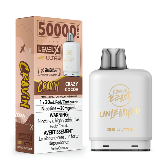 Level X Drip'n G2 Ultra 50K Pods Level X Flavour Beast Cravin’ G2 Ultra 50K - Crazy Cocoa