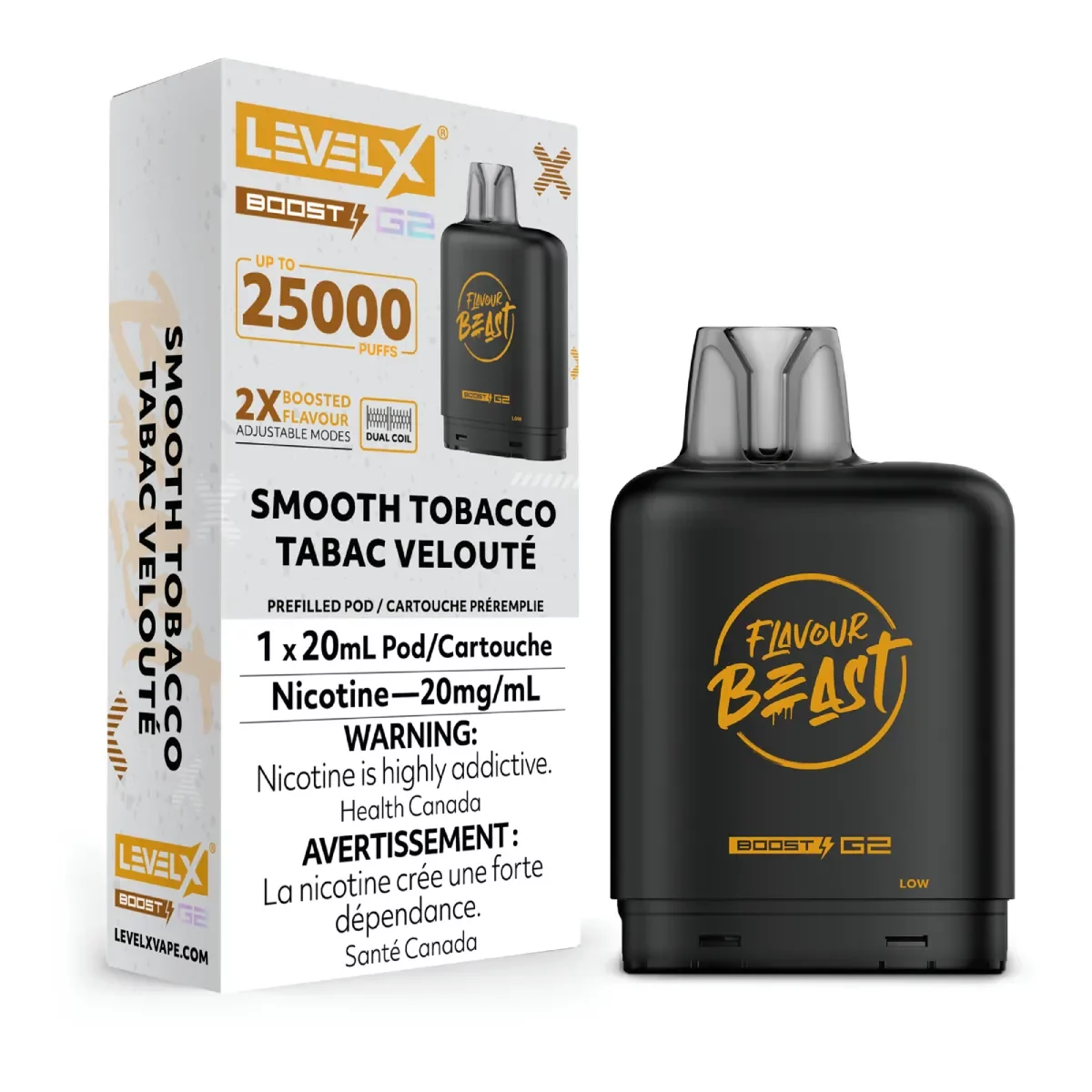 Level X Flavour Beast G2 Boost 25K Pods Level X Flavour Beast G2 Boost 25K Pod - Smooth Tobacco