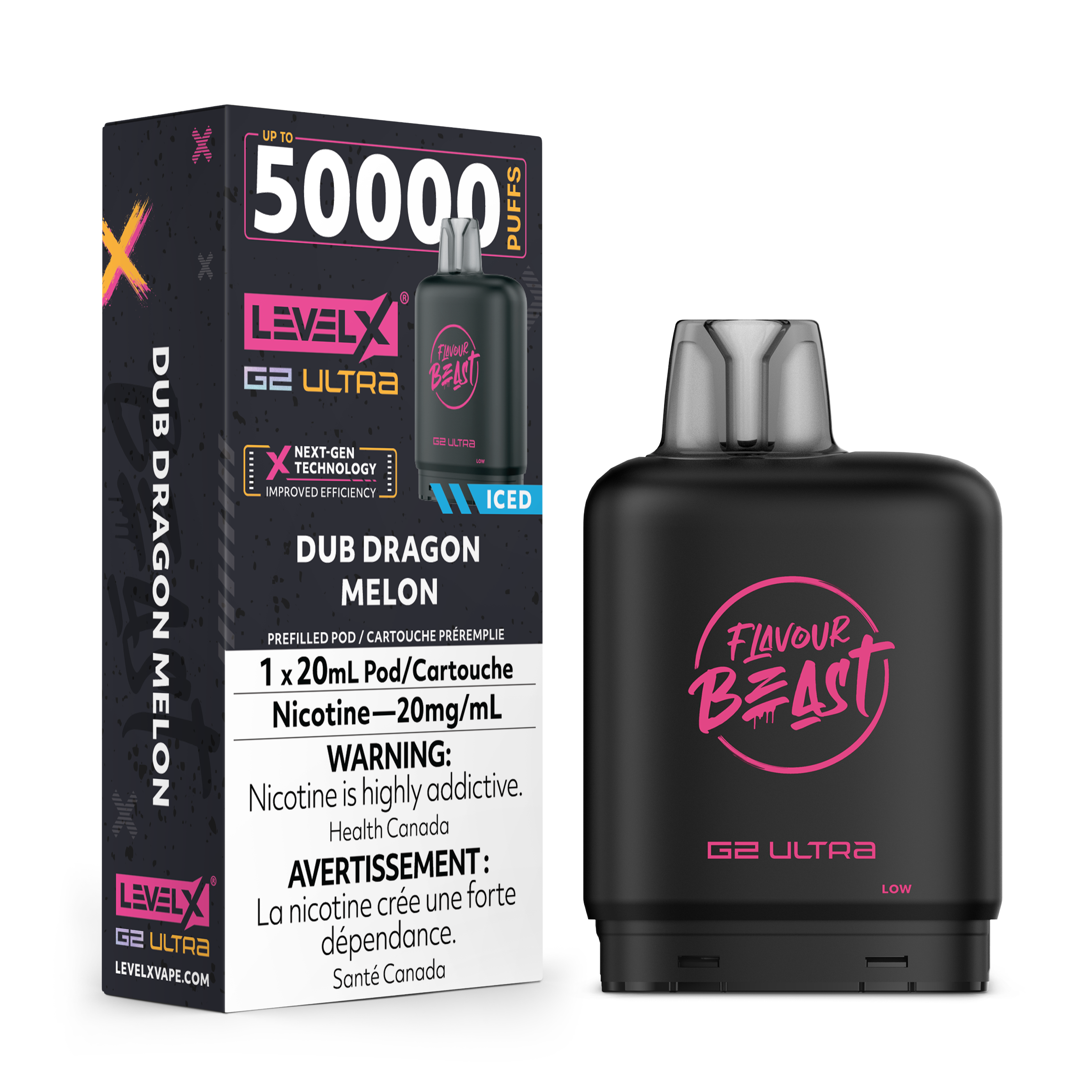 Level X Flavour Beast G2 Ultra 50K Pods Level X Flavour Beast G2 Ultra 50k - Dub Dragon Melon Iced