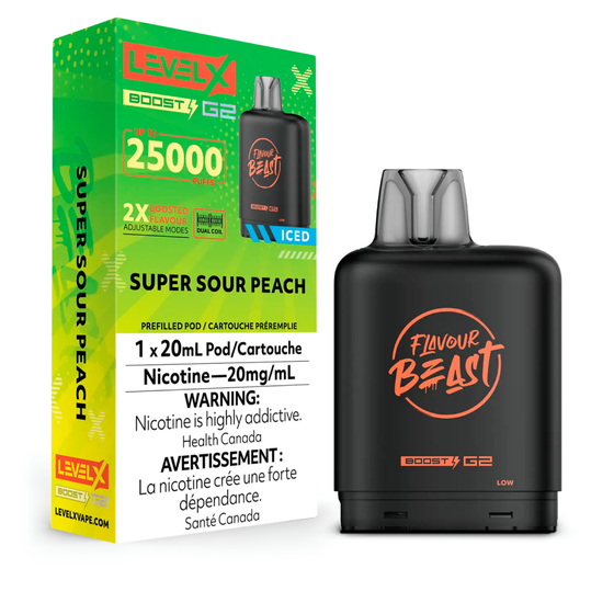 Level X Flavour Beast G2 Boost 25K Pods Level X Flavour Beast G2 Boost 25K Pod - Super Sour Peach Iced