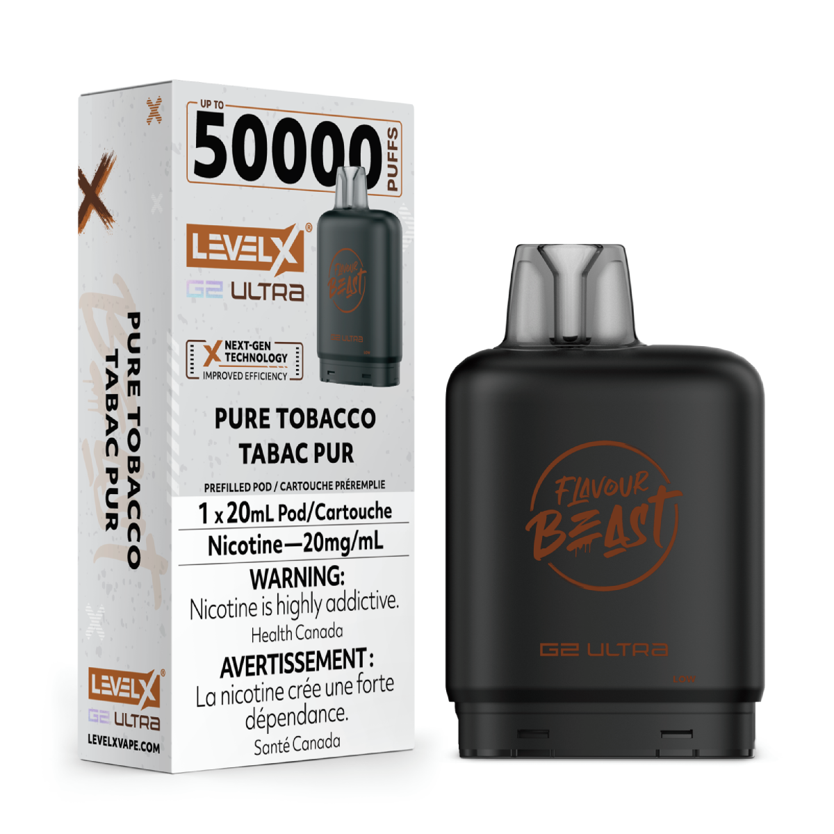 Level X Flavour Beast G2 Ultra 50K Pods Level X Flavour Beast G2 Ultra 50k - Pure Tobacco