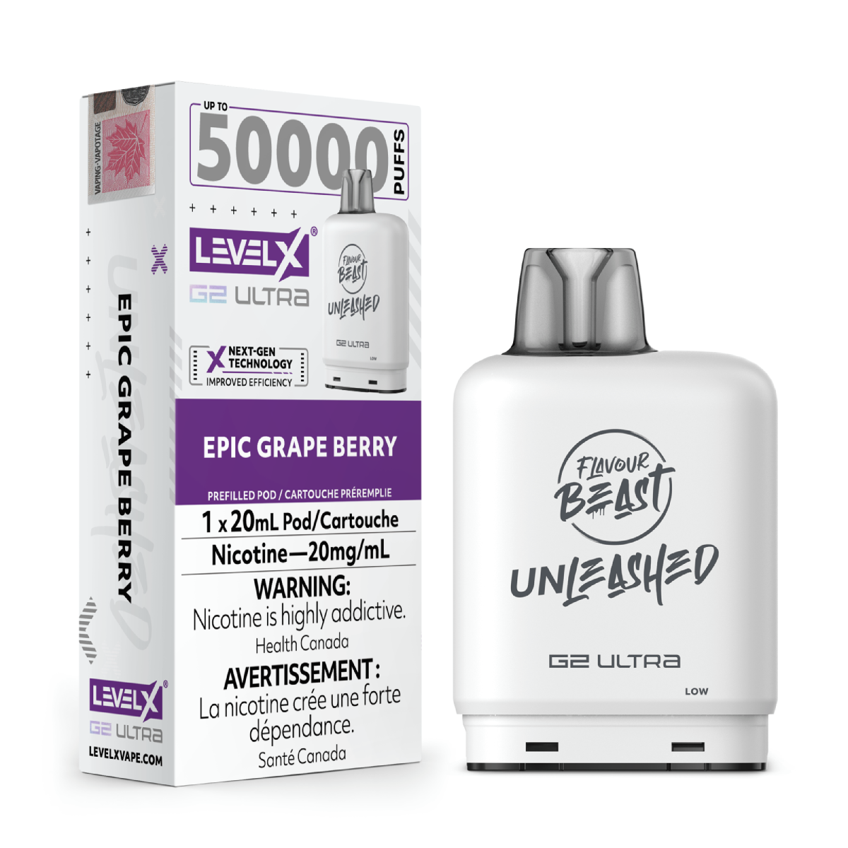 Level X Flavour Beast G2 Ultra 50K Pods Level X Flavour Beast Unleashed G2 Ultra 50k - Epic Grape Berry