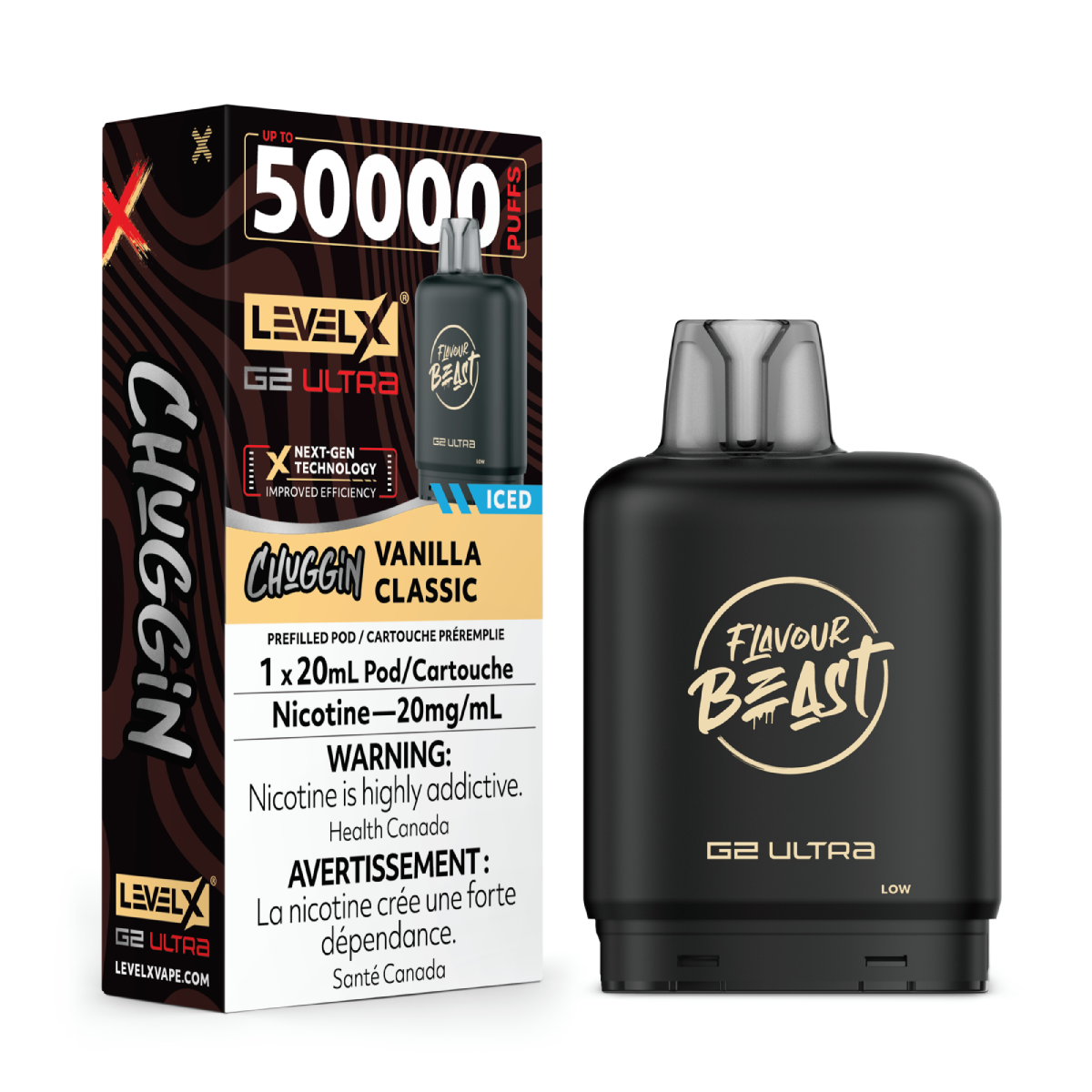 Level X Flavour Beast G2 Ultra 50K Pods Level X Flavour Beast Chuggin' G2 Ultra 50k - Vanilla Classic Iced