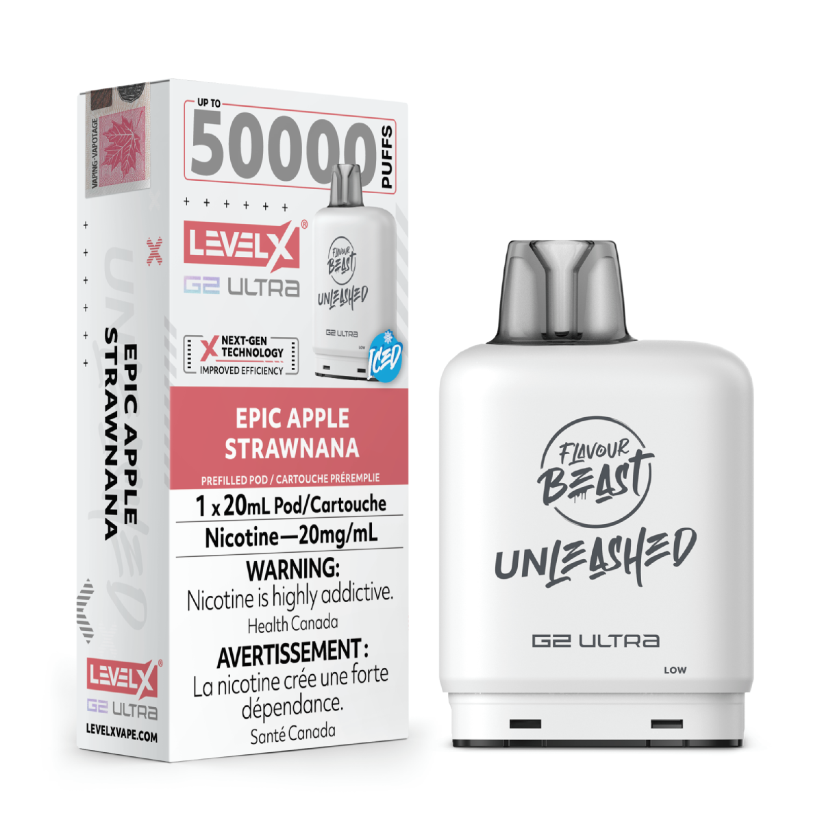 Level X Flavour Beast G2 Ultra 50K Pods Level X Flavour Beast Unleashed G2 Ultra 50k - Epic Apple Strawnana Iced