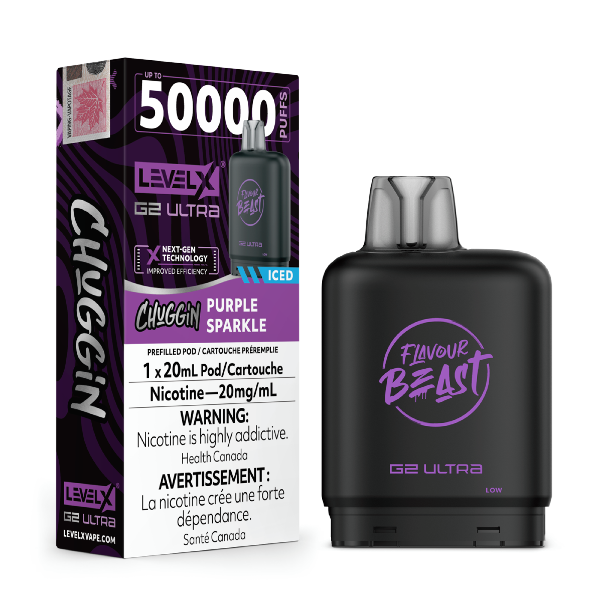 Level X Flavour Beast G2 Ultra 50K Pods Level X Flavour Beast Chuggin' G2 Ultra 50k - Purple Fizz Iced