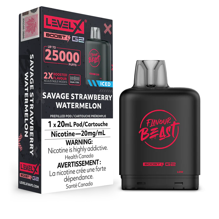 Level X Flavour Beast G2 Boost 25K Pods Level X Flavour Beast G2 Boost 25K Pod - Savage Strawberry Watermelon Iced