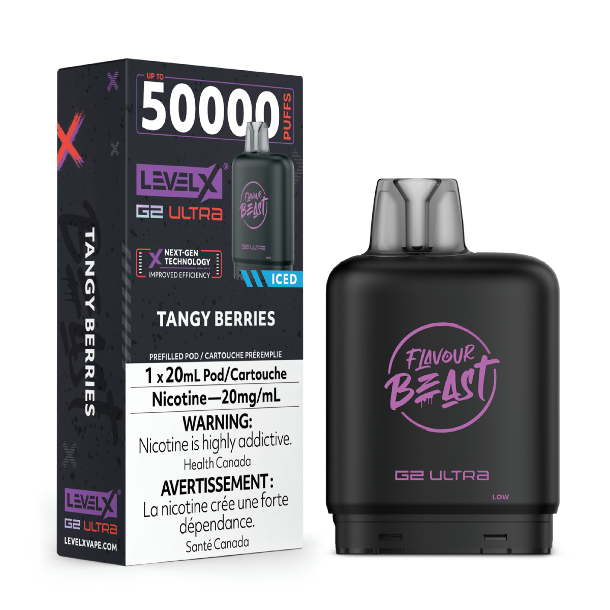 Level X Flavour Beast G2 Ultra 50K Pods Level X Flavour Beast G2 Ultra 50k - Tangy Berries Iced