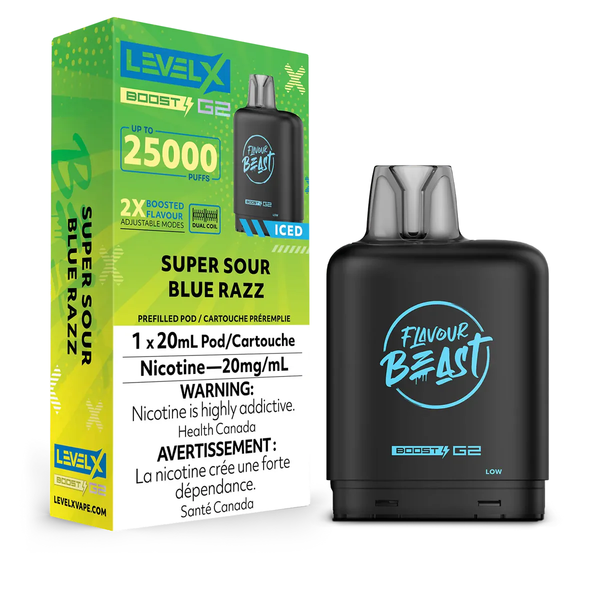 Level X Flavour Beast G2 Boost 25K Pods Level X Flavour Beast G2 Boost 25K Pod - Super Sour Blue Razz Iced