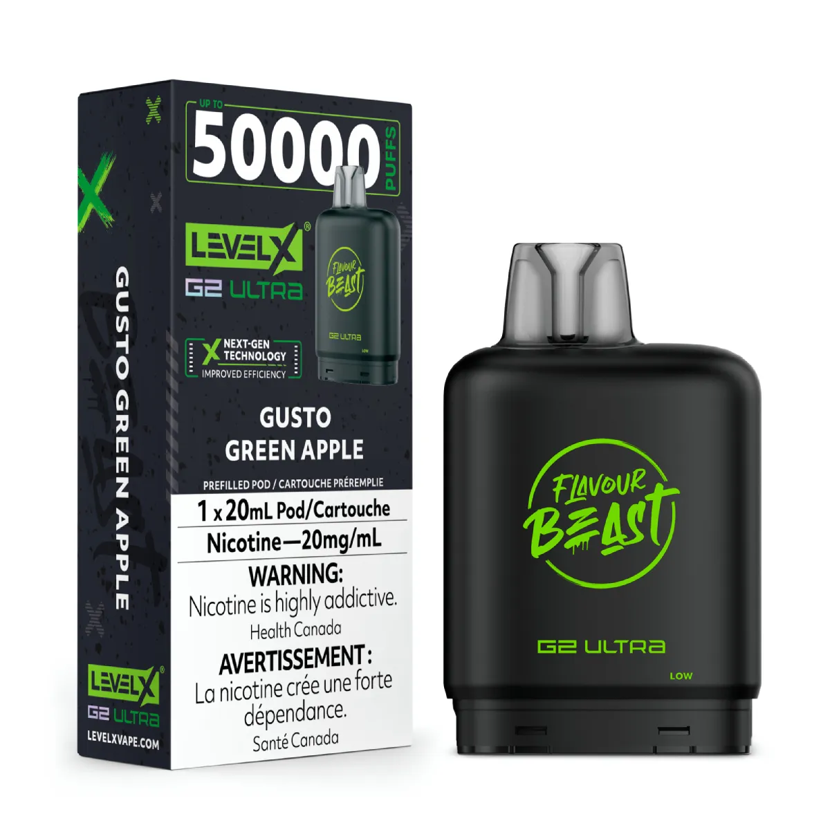 Level X Flavour Beast G2 Ultra 50K Pods Level X Flavour Beast G2 Ultra 50k - Gusto Green Apple