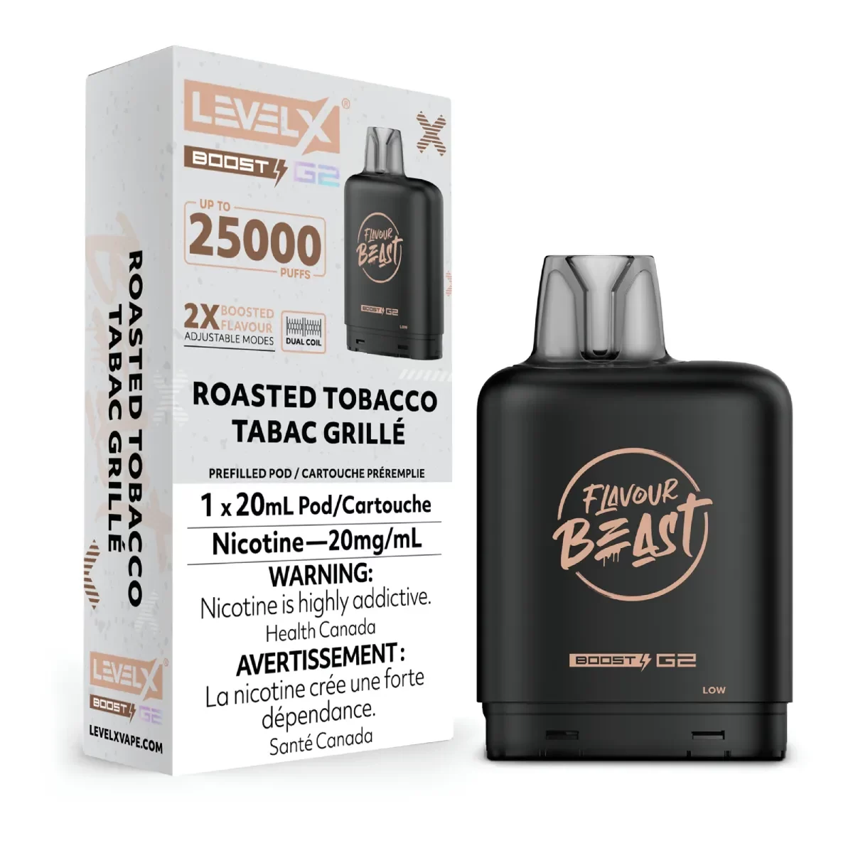Level X Flavour Beast G2 Boost 25K Pods Level X Flavour Beast G2 Boost 25K Pod - Roasted Tobacco