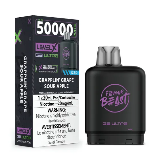 Level X Flavour Beast G2 Ultra 50K Pods Level X Flavour Beast G2 Ultra 50K - Grapplin’ Grape Sour Apple Iced
