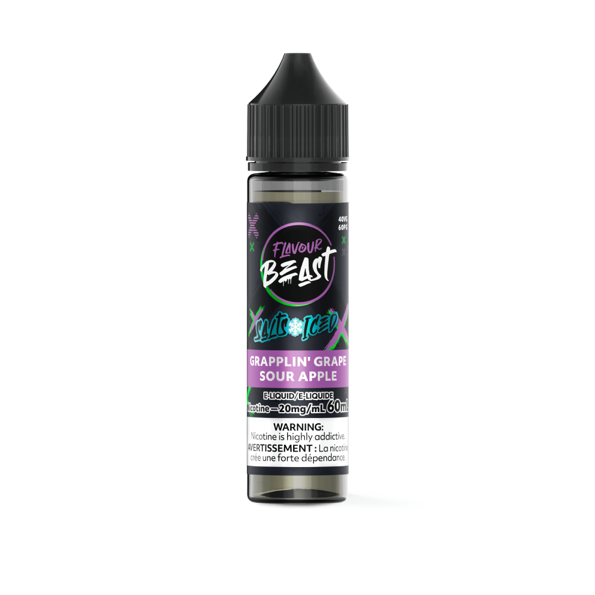 Flavour Beast 60ml Salt Flavour Beast - Grapplin' Grape Sour Apple Iced 60ml Salt