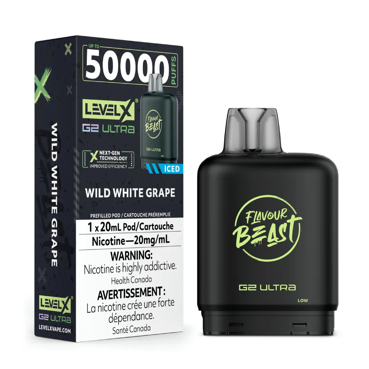 Level X Flavour Beast G2 Ultra 50K Pods Level X Flavour Beast G2 Ultra 50k - Wild White Grape Iced