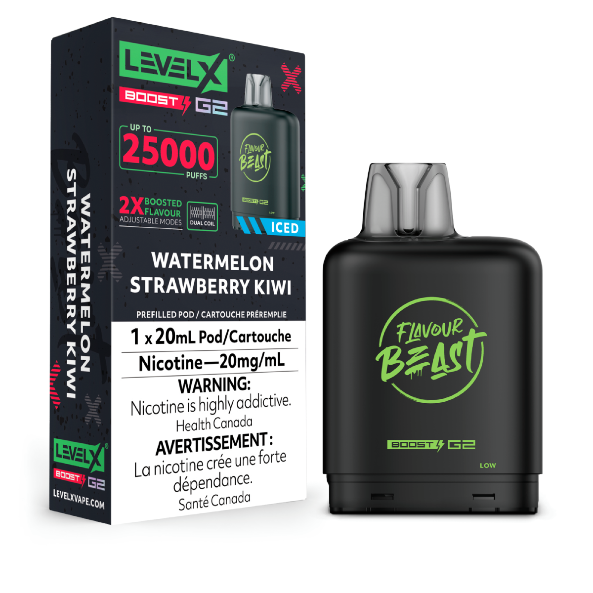 Level X Flavour Beast G2 Boost 25K Pods Level X Flavour Beast G2 Boost 25K Pod - Watermelon Strawberry Kiwi