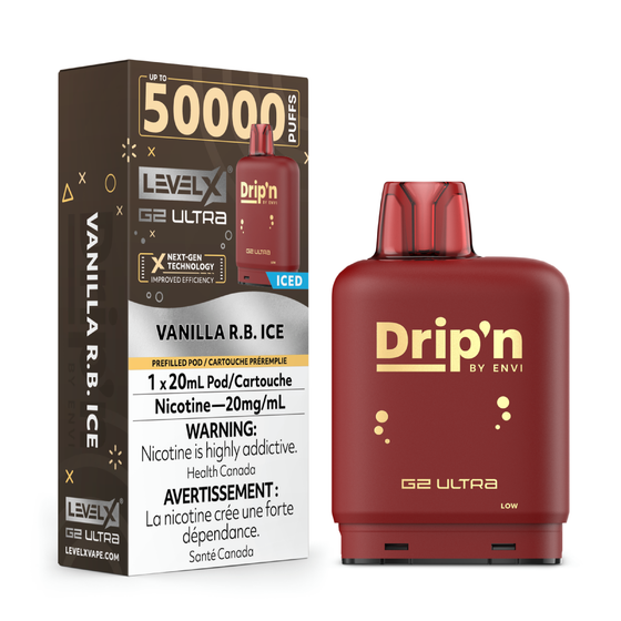 Level X Drip'n G2 Ultra 50K Pods Level X Drip'n G2 Ultra 50k - Vanilla R.B. Ice