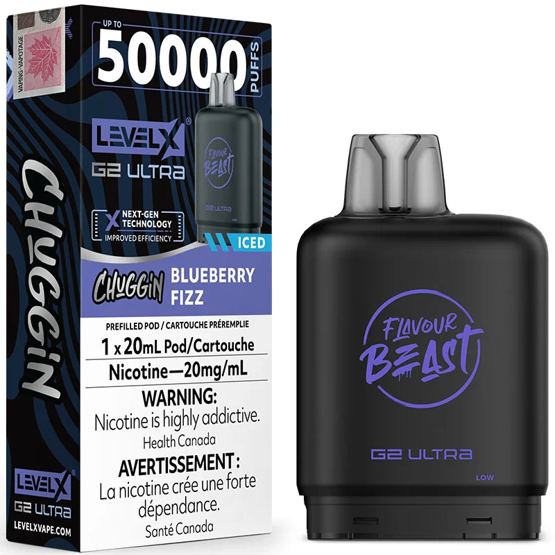Level X Flavour Beast G2 Ultra 50K Pods Level X Flavour Beast Chuggin' G2 Ultra 50k - Blueberry Fizz Iced