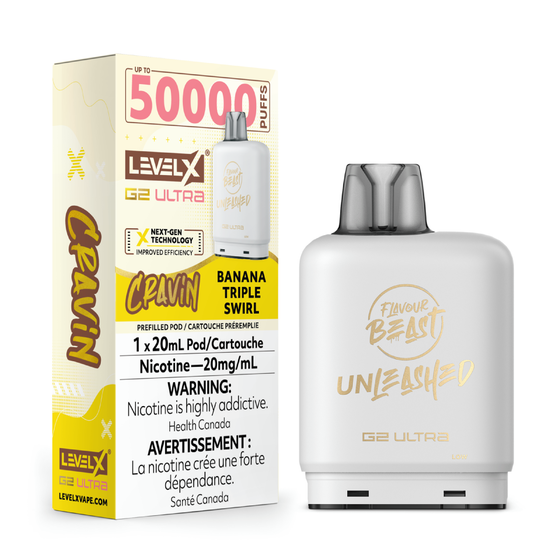 Level X Flavour Beast G2 Ultra 50K Pods Level X Flavour Beast Cravin’ G2 Ultra 50K - Banana Triple Swirl